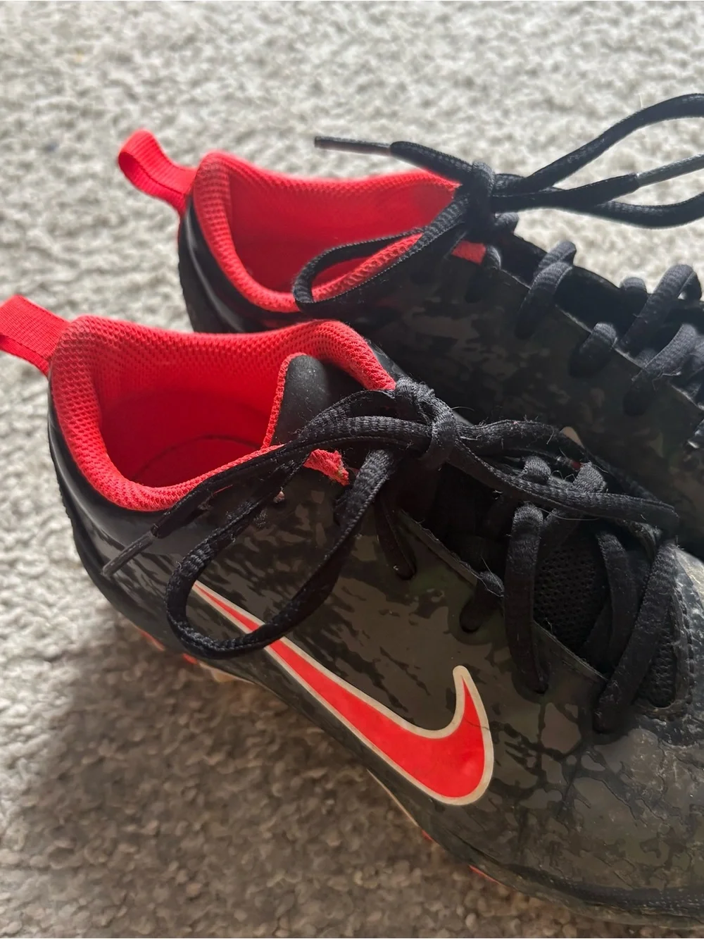 Nike Black Pink Red Neon Softball Cleats Sz 1.5 Youth Kids Shoes